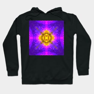 Psychedelic Kaleidoscope Square Yellow and Purple Hoodie